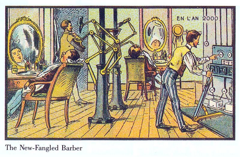 19世紀の人が思う100年後の世界　理髪店