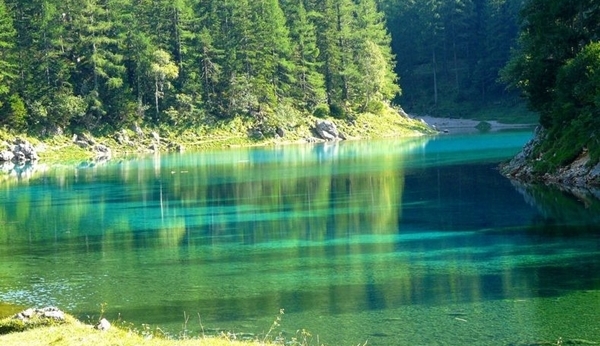 夏に湖に変わる　オーストリアのグリーンレイク