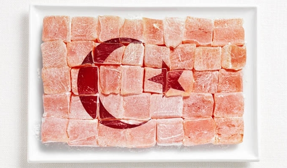 食べ物で作ったトルコの国旗