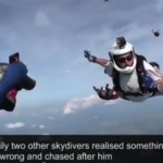 【動画】空中で気絶したスカイダイバーを仲間が救出！！衝撃のヘルメットカメラ映像