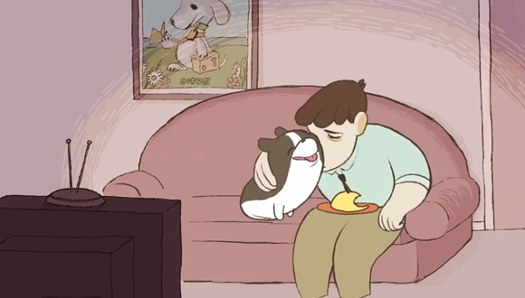 頼りないご主人と賢い犬の心温まるショートアニメ オムレツ E Storypost